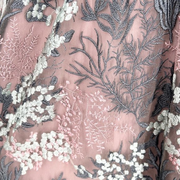 Alexis Jeslyn Embroidered Illusion Long Sleeve Maxi Gown in Marine Embroidery - Picture 8 of 12